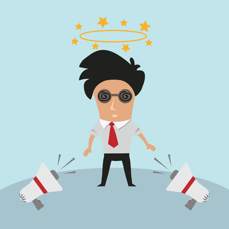 Stunned man with megaphonesのイラスト素材