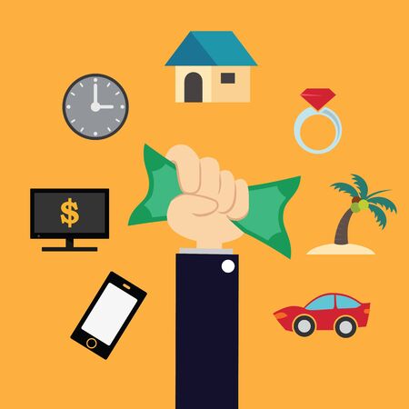 Hand giving money. Vector Illustration.のイラスト素材