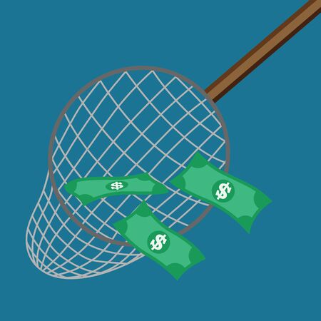 money in fishing netのイラスト素材