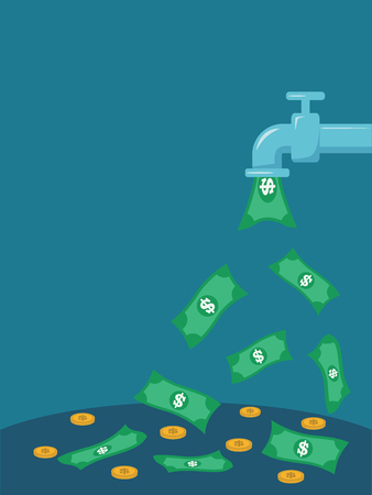 open money from faucet. Vector illustration.のイラスト素材