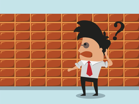 Businessman goes through  brick wallのイラスト素材