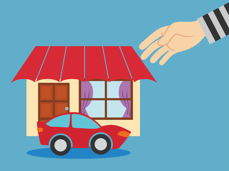 Thieves stealing a house. vector illustration.のイラスト素材