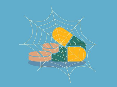 pill with cobwebs .vector illustration.のイラスト素材