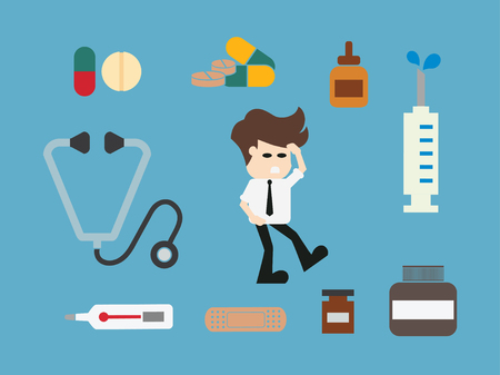 Man needs medicine.vector illustration.のイラスト素材