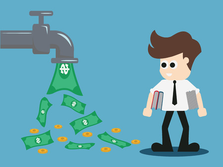 open money from faucet. Vector illustration.のイラスト素材