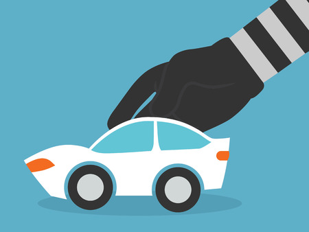 car thief in action - flat designの写真素材