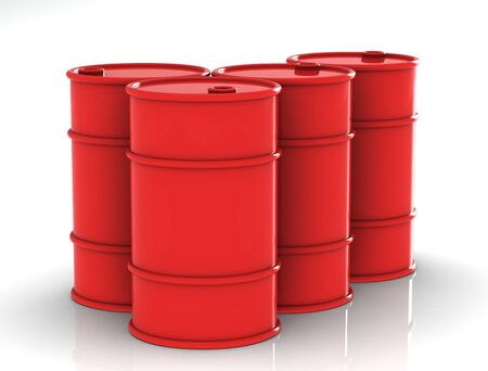 Oil barrels on a white background.3D renderingの写真素材