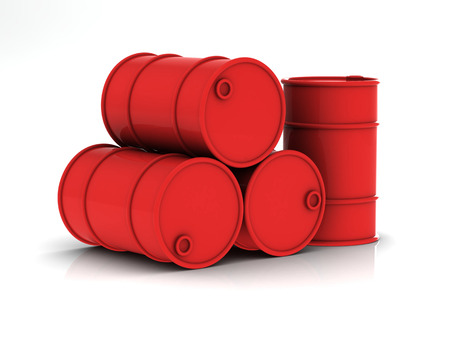 Oil barrels on a white background.3D renderingの写真素材