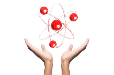 Orbital model of atom - physics 3D illustrationの写真素材