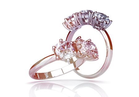 Wedding ring with diamond. Sign of love. Fashion jewelry .3D renderingの写真素材