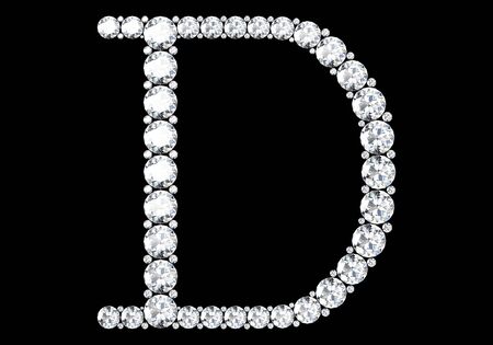 Diamond letters with gemstones isolated on black.3D renderingの写真素材