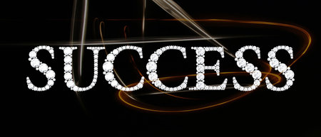 Text from diamonds success.  3D rendering (high resolution 3D image)