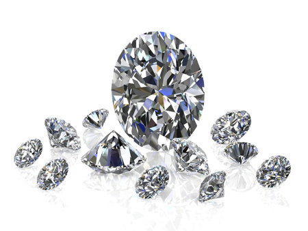 diamond on white background (high resolution 3D image)の素材