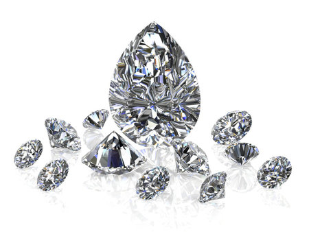 diamond on white background (high resolution 3D image)の素材