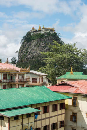 Mount Popa home of the "nat", heavenly ghosts of the Burmese mythology.の写真素材