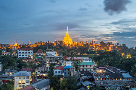 Shwedagon pagoda the most tourist attraction in Yangon township of Myanmar.の写真素材