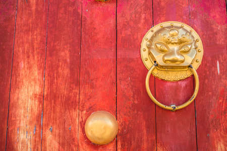 The lion head door in Chinese style.