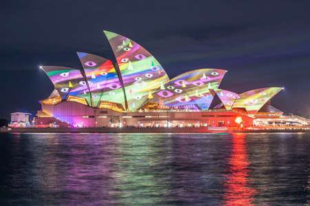 SYDNEY, AUSTRALIA - MAY 29 2015: Vivid Sydney light and sound festival at the Opera house, Sydney 2015のeditorial素材