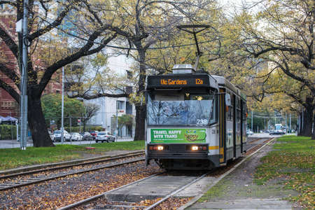 Melbourne, AUSTRALIA - JUNE 7 2015: Melbourne Tram the iconic famous transportation in the town of Melbourne.のeditorial素材