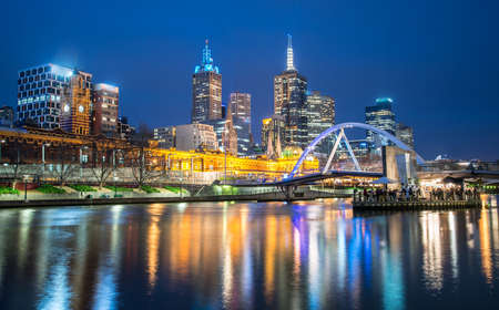 Melbourne city one of the most liveable city in the world during night life, Australia.のeditorial素材