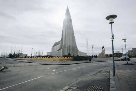 Reykjavik, Iceland - March 27 2016: Hallgrimskirkja the largest and tallest church in Reykjavik the capital cities of Iceland. This place is one of the most tourist attraction in Reykjavik.のeditorial素材