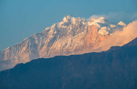 The Annapurna I during the sunset view from Ghorepani village in Annapurna region, Nepal.の写真素材