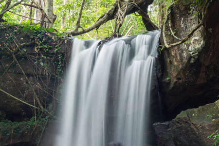 Kbal Spean the mystery waterfall on Kulen mountains range of the ancient Khmer empire  in Siem Reap province of Cambodia.の写真素材