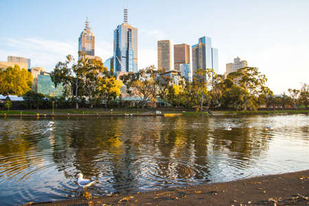Melbourne cityscape with Yarra river during the sunrise in Victoria state of Australia. Melbourne is the capital city of Victoria, and Australia's second-largest city.の写真素材