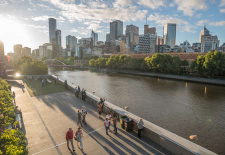 MELBOURNE, AUSTRALIA - FEBRUARY 20 2016: Melbourne cityscape the most liveable city in the world.のeditorial素材