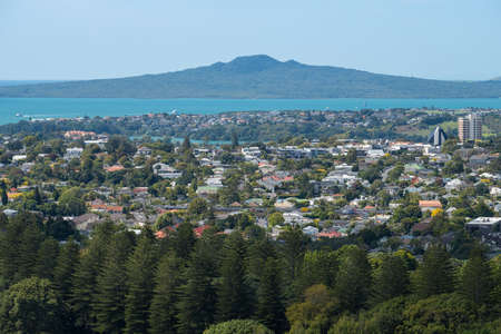 Rangitoto Island the largest volcano in Auckland, North Island, New Zealand.の写真素材