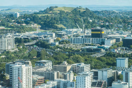 Mt.Eden the iconic tourist attraction place in Auckland view from Auckland sky tower, New Zealand.の写真素材