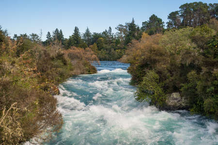 Huka Falls the most iconic tourist attraction in North Island of New Zealand.の写真素材