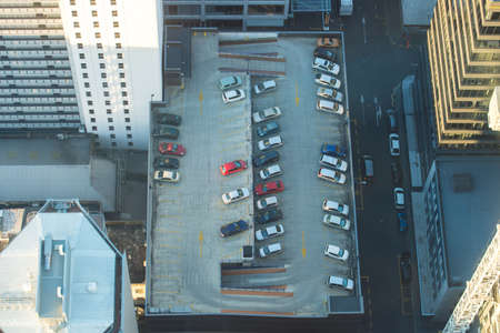 Aerial view of car park on the building in the downtown of Auckland, New Zealand.の写真素材