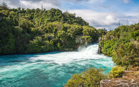 Beautiful view of Huka falls an iconic tourist most natural attraction place in Taupo, New Zealand.の写真素材