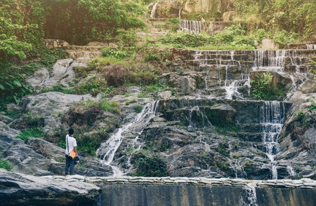 Mae Pool (or Mae Phun) waterfalls in Laplae town is one of the famous tourist attraction place of Uttaradit the northern province of Thailand.の写真素材