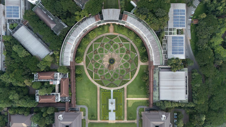 Aerial view of Mae Fah Luang University the most beautiful public university in Thailand. Located in Chiang Rai province.の写真素材