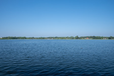 View of Bueng Khong Long the largest frehwater reservoir in Bueng Kan province of Thailand.の写真素材