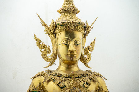Close up of the mock-up of Phra Fang Buddha statue in Wat Phra Fang temple in Uttaradit province of...