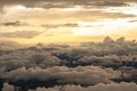 Beautiful view of sky and sea of fog before sunset.の写真素材