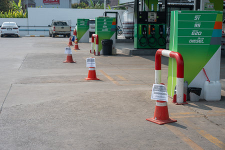 Chiang Rai, Thailand : March-05-2026 : Gas station is closed becaused of various types of fuel have...