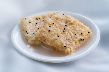 Thailand dessert topped with crispy rice cereal sugar.の写真素材