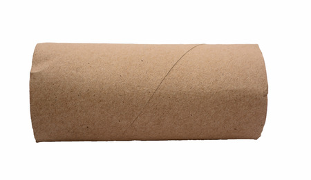 empty tissue paper roll isolated on white background.の写真素材