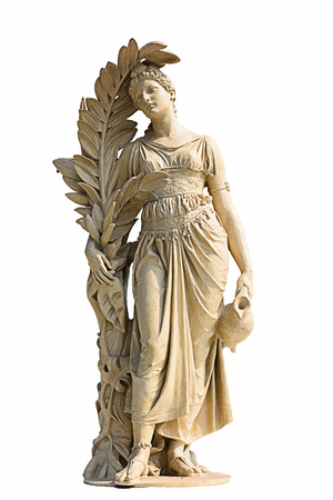 Ancient women statue in white background and clipping partの写真素材