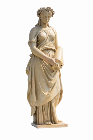 Ancient women statue in white background and clipping partの写真素材