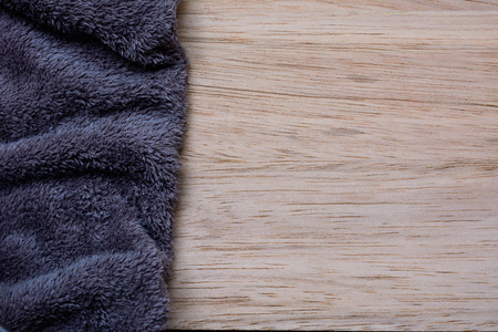 Microfiber Cloth on wooden backgroundの写真素材