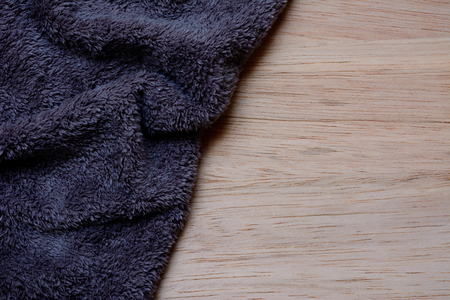Microfiber Cloth on wooden backgroundの写真素材