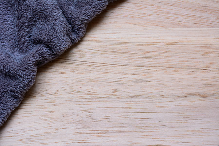 Microfiber Cloth on wooden backgroundの写真素材