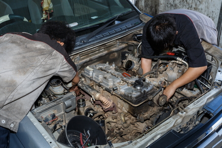 Engine maintenance,checking car engine blur.