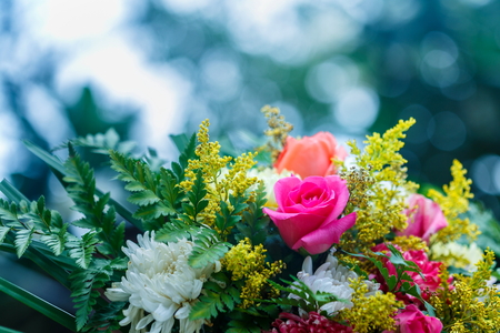 beautiful bouquet flowers blur.の写真素材