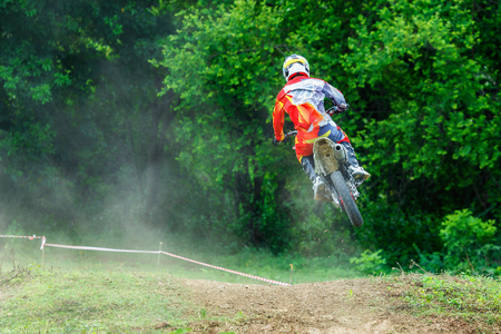 Thailand, Lampang-Motocross, motorcycle,motorcycle rider flying on track at the motocross.July 2, 2017,blur.のeditorial素材